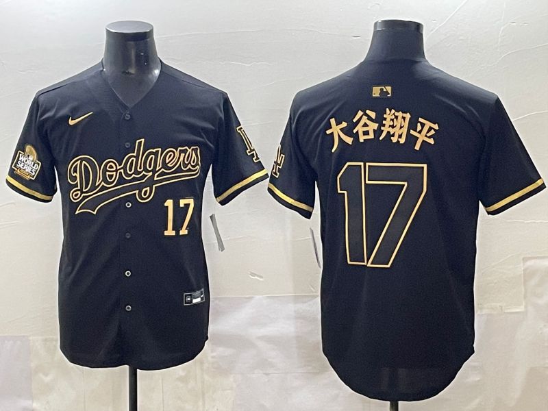 Men 2025 Los Angeles Dodgers #17 Ohtani Black Gold Five generations Nike MLB Jersey style 3->chicago cubs->MLB Jersey